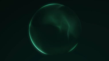 Enerji akışı ve bilim-kurgu koyu arkaplan ile soyut yeşil parlayan plazma küresi.