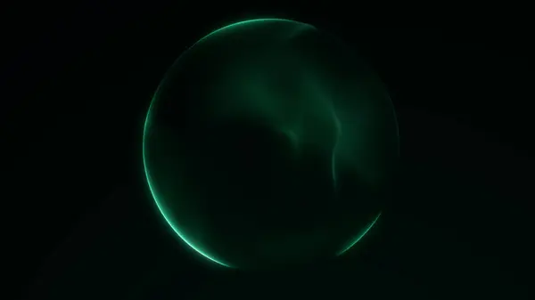 Enerji akışı ve bilim-kurgu koyu arkaplan ile soyut yeşil parlayan plazma küresi.
