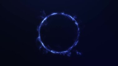 Dalgalı ışık dokuları ve dinamik fütüristik enerji animasyonuyla soyut parlayan mavi küre. Kusursuz 4K döngü arkaplanı.