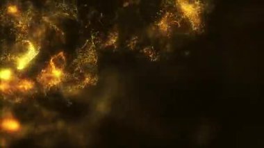 Altın parıldayan parçacıklar bir patlamada patlar ve ışıldayan yavaş girdaplarda çözünerek zarif bir soyut animasyon oluşturur.