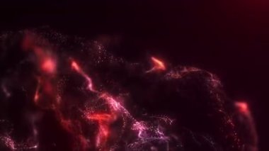 Yoğun kırmızı parçacıklar hızla püskürür ve düzgün sürreal girdaplara dönüşerek parlak, soyut bir arka plan animasyonu yaratır.