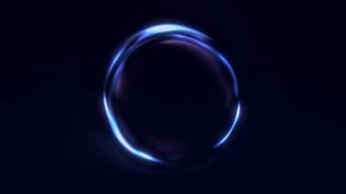 Parlayan mavi soyut enerji küresi animasyonu. Karanlık arka planda pürüzsüz parçacık ışık dalgaları. 4K içinde gelecekçi 3d küre döngüsü.