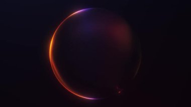 Colorful neon sphere with glowing red, blue and yellow light creating dynamic futuristic energy motion. 4k 60fps loop.