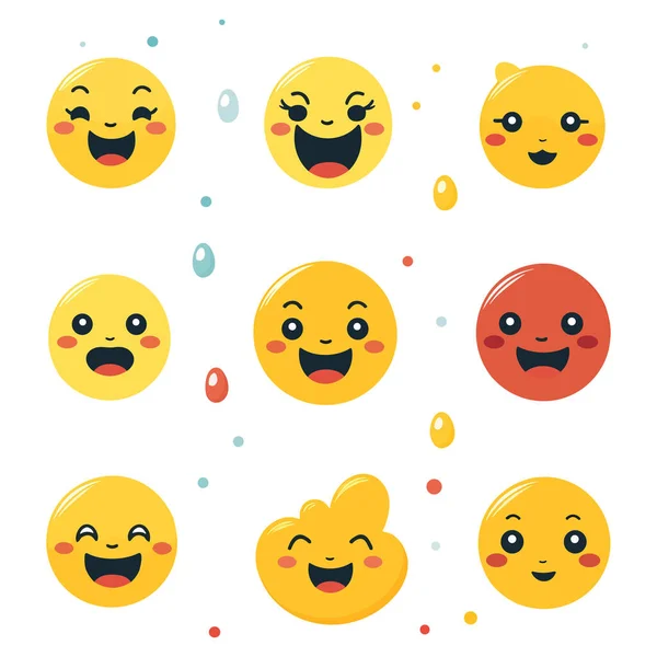 Sonrisa Emoji Conjunto Vector Diseño — Vector de stock
