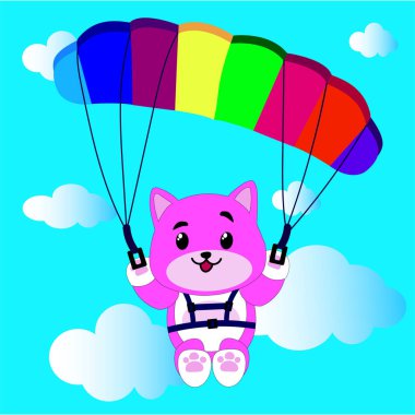 Balon resimli sevimli kedi.