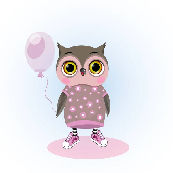 stock vector owl with pink owl