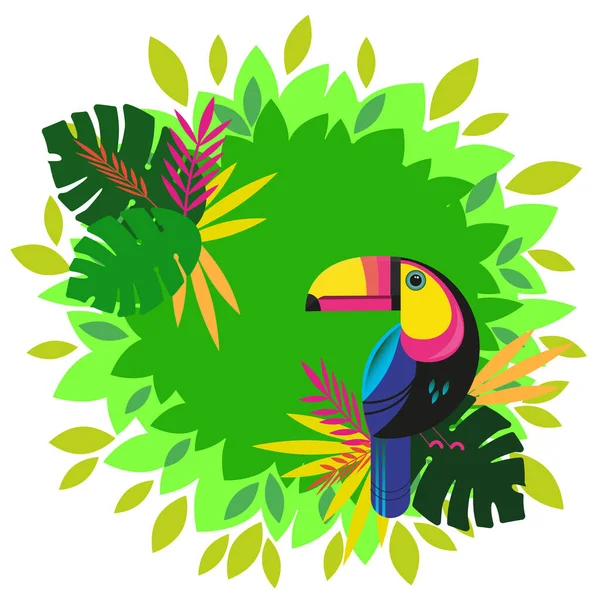 Векторная Иллюстрация Тропических Листьев Попугая — стоковый вектор