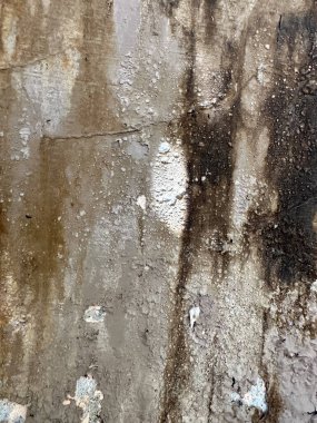 Arkaplanda mesaj veya resim için boşluk, duvardan kazınmış boya, zemin çatlamış, ev boyası soyulmuş, zemin şişmiş..