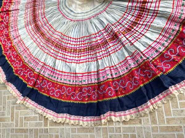 Closeup Shot Beautiful Hmong Skirt Unique Hand Crafts Vintage Hmong — Stock Photo, Image