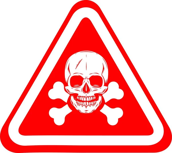頭蓋骨警告三角形の標識 — ストックベクタ