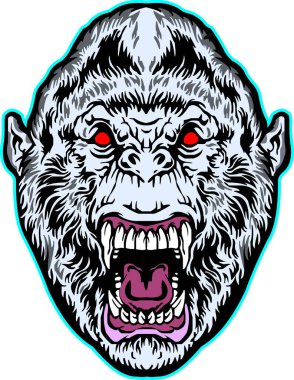 Kafatası olan bir maymun kafası..