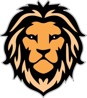 Aslan başı ve taç vektör çizim tasarımı