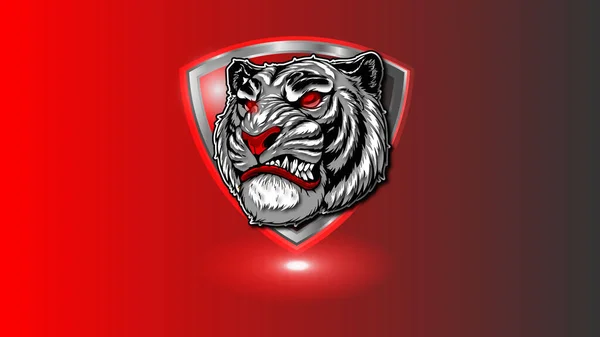 Illustration Vectorielle Tigre Rouge Avec Ruban Noir — Image vectorielle