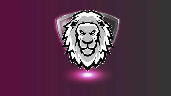 Löwenkopf Mit Schild Logo — Stockvektor