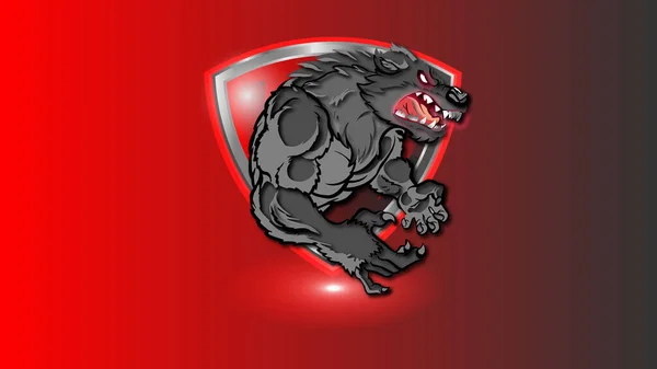 Desain Logo Maskot Serigala Yang Marah - Stok Vektor