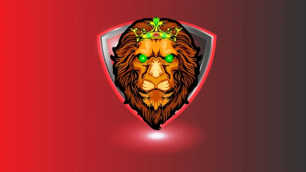 Tête Lion Avec Couronne — Image vectorielle
