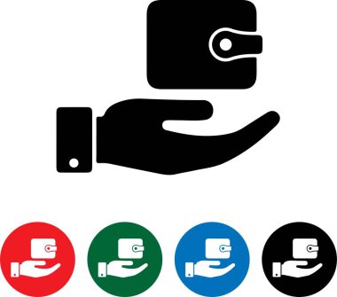 Beyaz arkaplanda el ele tutuşan cüzdan simgesi