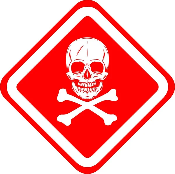 Знак Небезпеки Червоними Чорними Кістками — стоковий вектор