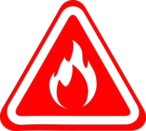 Señal Advertencia Con Símbolo Fuego Rojo — Vector de stock