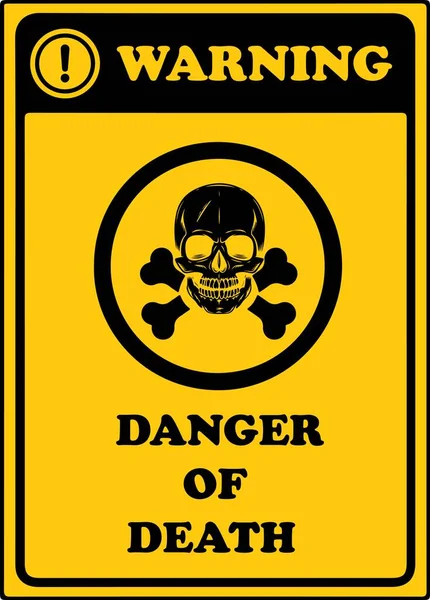 stock vector warning death skull sign on yellow background