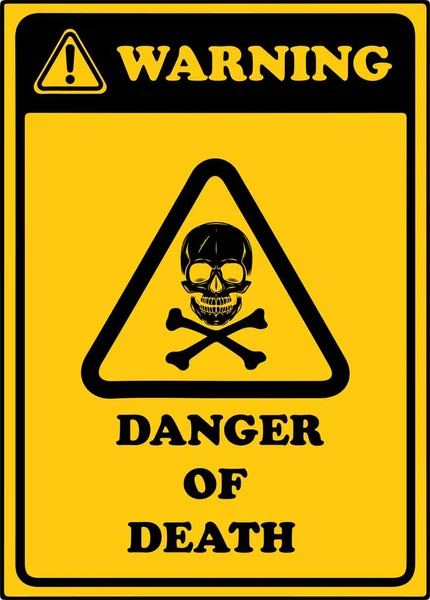 Totenkopf Warnung Mit Todessymbol Zeichen Auf Weißem Hintergrund — Stockvektor
