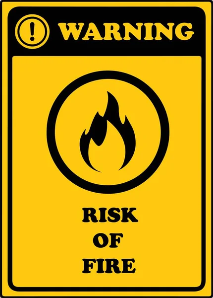 Danger Incendie Signe Risque Sur Fond Blanc — Image vectorielle