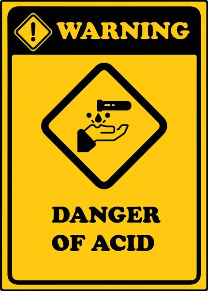 酸の標識とベクトルイラストで警告サイン — ストックベクタ