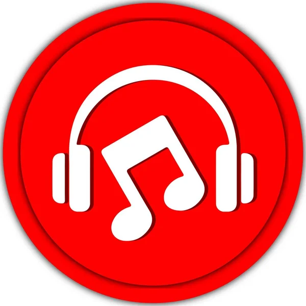 Музыкальный Иконка Красный Вектор Изолирован Белом Фоне — стоковый вектор