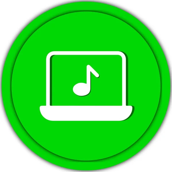 Musik Abspielen Note Symbol Grüner Vektor Isoliert Auf Weißem Hintergrund — Stockvektor