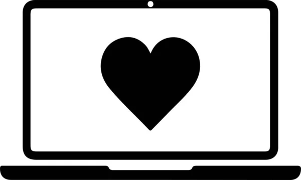 Love Laptop Web Icon Simple Illustration — Stock Vector