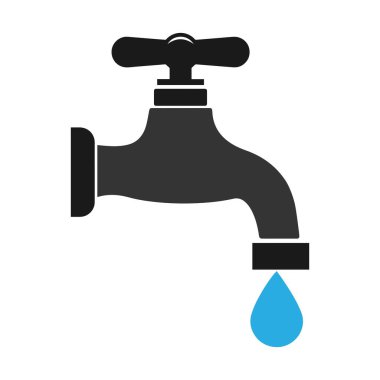 Musluk ikonu. düz çizim tasarımı. Şeffaf arkaplanda izole.