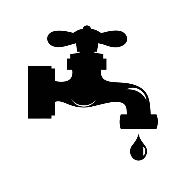 Wasserhahn Mit Wassertropfen Symbol Einfache Schwarze Farbe lizenzfreie Stockvektoren