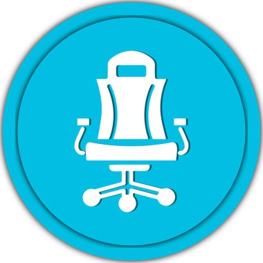 Herhangi bir tasarım için beyaz arka planda izole ofis koltuğu simge mavi vektör