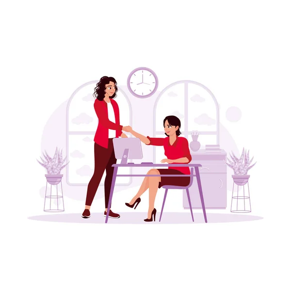 Two Women Shake Hands Result Agreement Two Business Partners Making — Stock Vector