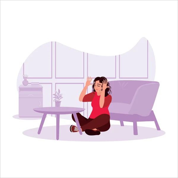 Businesswoman Who Depressed Stressed Because Being Laid Work Unfortunate Mental — Stock Vector