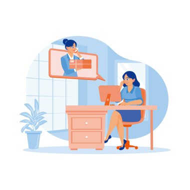 Genç kadınlar dizüstü bilgisayarla online alışveriş yapıyorlar. Sipariş vermeden önce küçük işletme sahiplerinden telefon alıyoruz. Doğrulama Emri. Modern vektör düz resimleme eğilimi