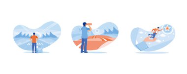 Kariyer geliştirme konsepti. Adam otoyolda duruyor ve 