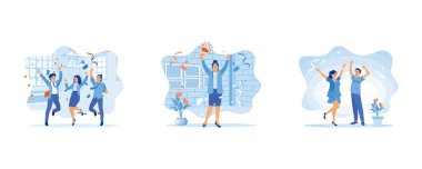 Kutlama konsepti. Evde bir partiyi kutluyoruz. Konfeti atarken doğum günlerini kutluyoruz. Düz vektör resimlemesini ayarla