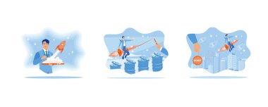 Arama motoru optimizasyonu. Başarılı bir kariyer yükselişi. İş fikirleri. Düz vektör resimlemesini ayarla