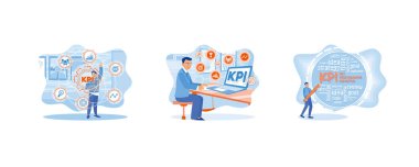 İş için anahtar performans göstergesi. İş ve teknoloji. Anahtar Performans Göstergesi kelime bulutu. Düz vektör resimlemesini ayarla