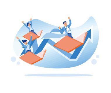 Öğrenciler bilgeliği öğrenir ve yeni ufukları keşfederler. Edebiyat dünyasındaki bir kitabın kapağında uçmak. Öğrenim sürecindeki öğrenciler. düz vektör modern illüstrasyon