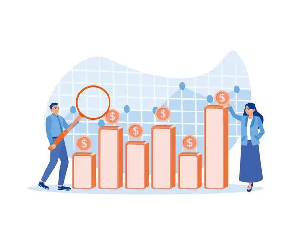 Empresario Asistente Analizando Las Finanzas Oficina Buscando Oportunidades Inversión Empresarial — Vector de stock