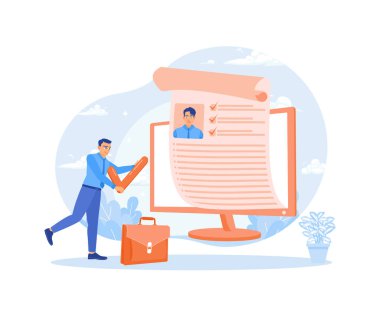 İşçi alımı. Görev ve sorumlulukları olan boş bir pozisyon. İş tanımı konsepti. Düz vektör illüstrasyonu.