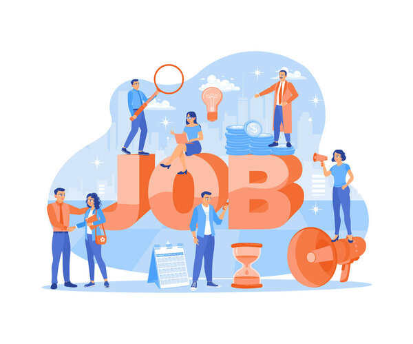 Gente Buscando Trabajo Dos Hombres Negocios Dándose Mano Concepto Búsqueda — Vector de stock