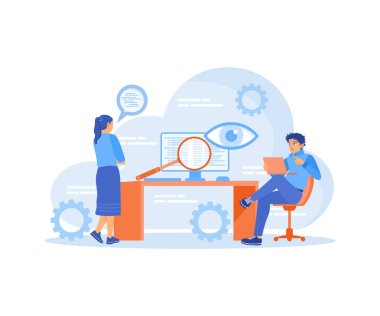 Veri şifrelemedeki çevrimiçi hizmetler. Kişisel verileri dolandırıcılıktan koru. Siber güvenlik kavramı. Düz vektör illüstrasyonu