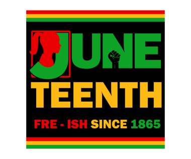 19 Haziran 1865 'ten beri Haziranda Özgürüm. Afro-Amerikan köleliğinin sonu. Haziran konsepti. Düz vektör illüstrasyonu.