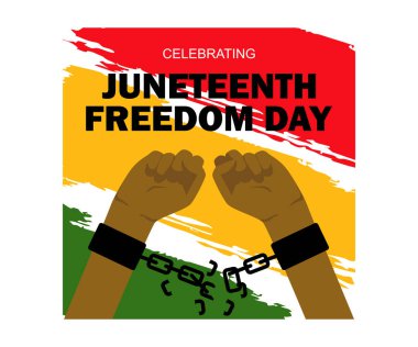 Afro-Amerikan Bağımsızlık Günü. Siyah kölelikten kurtuluşunu kutluyoruz. Haziran konsepti. Düz vektör illüstrasyonu.