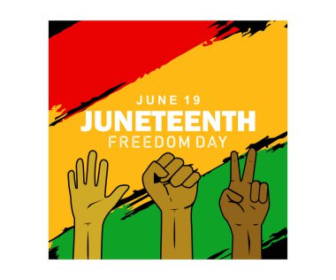 Özgürlük Günü, 19 Haziran. Amerika 'da köleliğin sona ermesini kutlamak için. Haziran konsepti. Düz vektör illüstrasyonu.