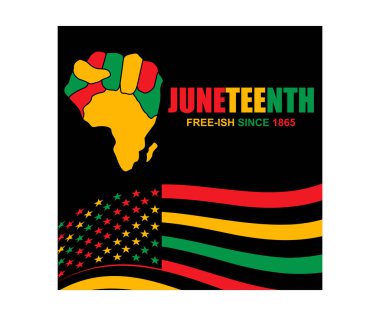 Juneteenth siyah özgürlüğünü kutluyor. Afro-Amerikan Bağımsızlık Günü. Haziran konsepti. Düz vektör illüstrasyonu.