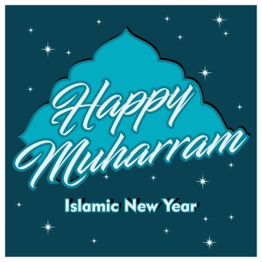 İslami Yeni Yıl 'ın anısına. Muharram ayı, Hijri takviminde yılın başlangıcıdır. Mutlu yıllar konsepti. Düz vektör illüstrasyonu.